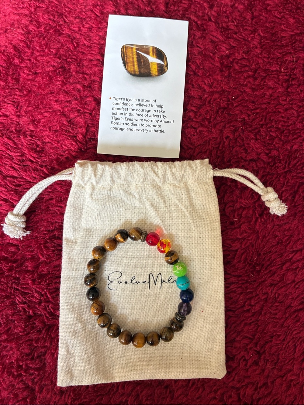 Evolve Mala tiger’s eye and 7 chakra stone bracelet
